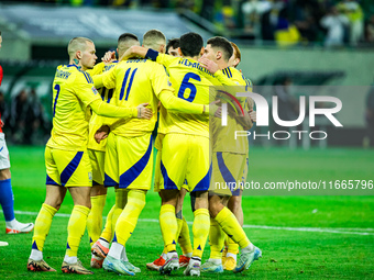 Ukraine plays against the Czechia national team in a UEFA Nations League match in Wroclaw, Poland, on October 14, 2024. (