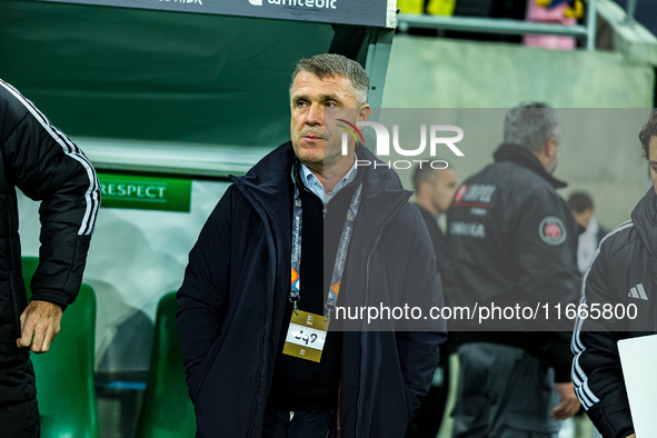 Serhiy Rebrovma participates in a match of the UEFA Nations League between the Ukraine and Czechia national teams in Wroclaw, Poland, on Oct...