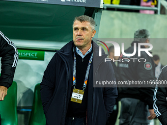 Serhiy Rebrovma participates in a match of the UEFA Nations League between the Ukraine and Czechia national teams in Wroclaw, Poland, on Oct...