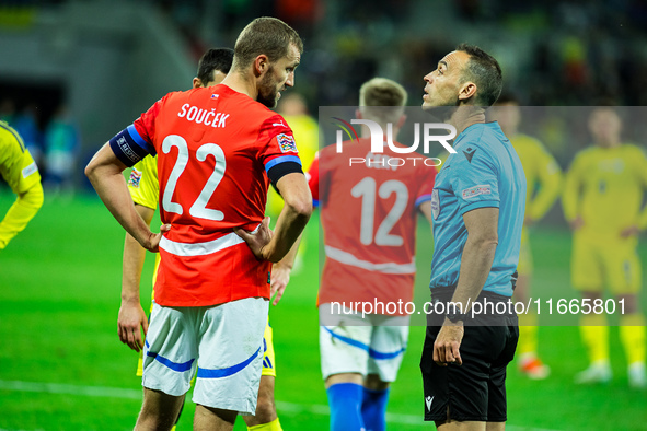 Tomas Soucek and Guillermo Cuadra are present during a UEFA Nations League match between the Ukraine and Czechia national teams in Wroclaw,...