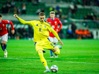 Artem Dovbyk plays during a UEFA Nations League match between the Ukraine and Czechia national teams in Wroclaw, Poland, on October 14, 2024...