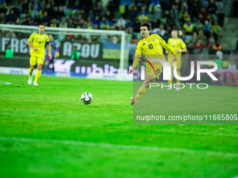 Mykola Sharparenko participates in a match of the UEFA Nations League between the Ukraine and Czechia national teams in Wroclaw, Poland, on...