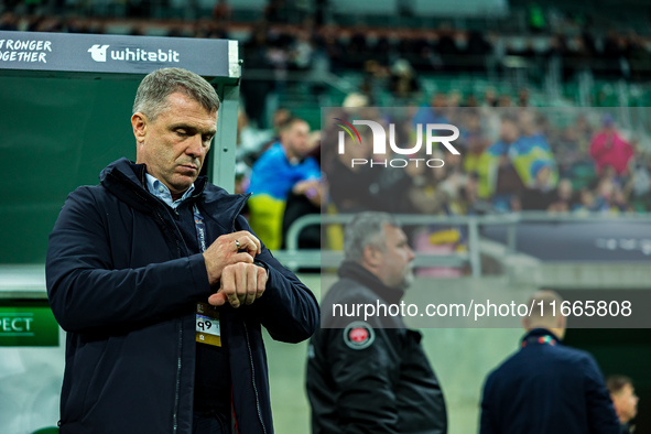 Serhiy Rebrovma participates in a match of the UEFA Nations League between the Ukraine and Czechia national teams in Wroclaw, Poland, on Oct...