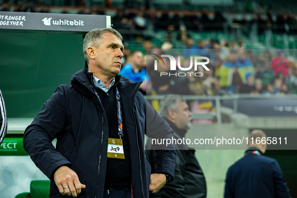 Serhiy Rebrovma participates in a match of the UEFA Nations League between the Ukraine and Czechia national teams in Wroclaw, Poland, on Oct...