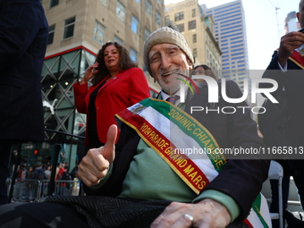 Actor Dominic Chianese rides a float up 5th Avenue in the Columbus Day Parade in New York City, on October 14, 2024. (