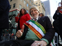 Actor Dominic Chianese rides a float up 5th Avenue in the Columbus Day Parade in New York City, on October 14, 2024. (