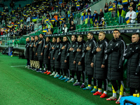 The Ukraine team plays during a match of the UEFA Nations League between the Ukraine and Czechia national teams in Wroclaw, Poland, on Octob...