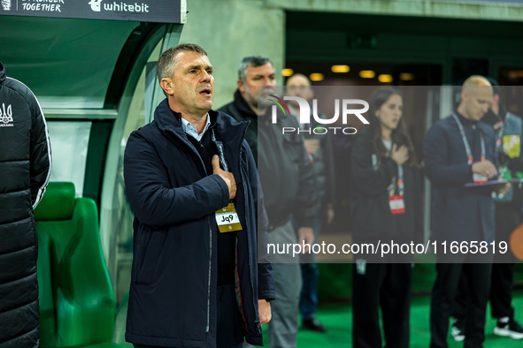 Serhiy Rebrovma participates in a match of the UEFA Nations League between the Ukraine and Czechia national teams in Wroclaw, Poland, on Oct...