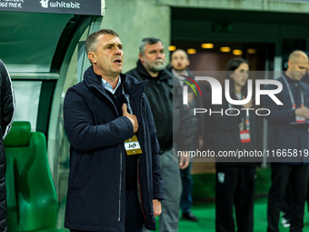 Serhiy Rebrovma participates in a match of the UEFA Nations League between the Ukraine and Czechia national teams in Wroclaw, Poland, on Oct...