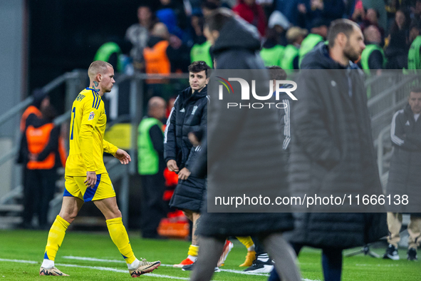 Mykhailo Mudryk leaves the pitch after the  UEFA Nations League 2024 League B Group B1 match between Ukraine and Czechia , at the Tarczynski...