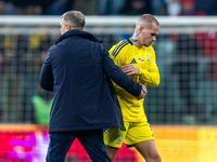 Mykhailo Mudryk and  Serhiy Rebrov after the  UEFA Nations League 2024 League B Group B1 match between Ukraine and Czechia , at the Tarczyns...