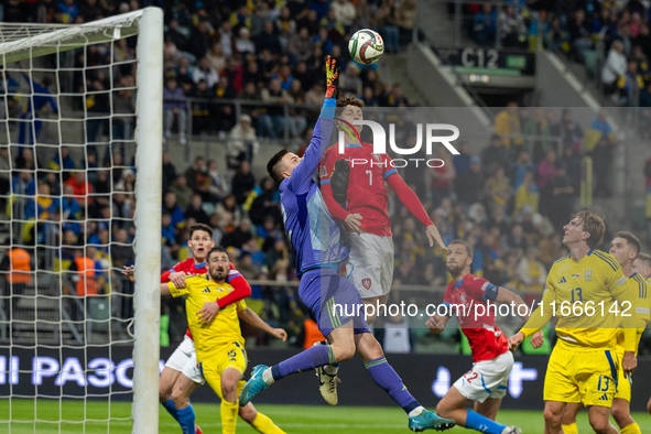 Anatoliy Trubin, Ladislav Krejci are playing during the  UEFA Nations League 2024 League B Group B1 match between Ukraine and Czechia , at t...