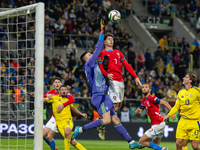 Anatoliy Trubin, Ladislav Krejci are playing during the  UEFA Nations League 2024 League B Group B1 match between Ukraine and Czechia , at t...