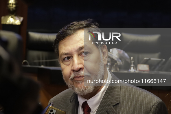 The President of the Senate of Mexico, Gerardo Fernandez Norona, is interviewed during the drawing of lots for judgeships for the Judiciary...