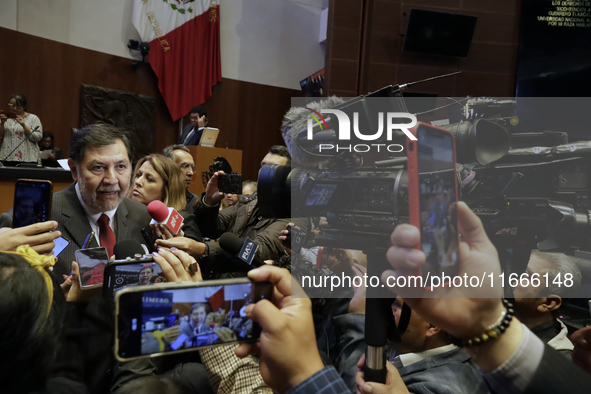 The President of the Senate of Mexico, Gerardo Fernandez Norona, is interviewed during the drawing of lots for judgeships for the Judiciary...