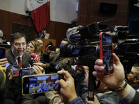 The President of the Senate of Mexico, Gerardo Fernandez Norona, is interviewed during the drawing of lots for judgeships for the Judiciary...