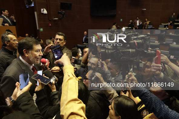 The President of the Senate of Mexico, Gerardo Fernandez Norona, is interviewed during the drawing of lots for judgeships for the Judiciary...