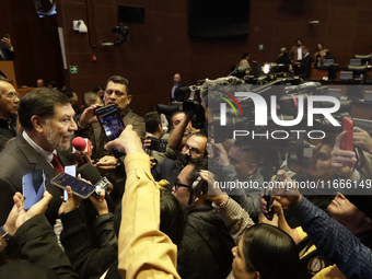 The President of the Senate of Mexico, Gerardo Fernandez Norona, is interviewed during the drawing of lots for judgeships for the Judiciary...