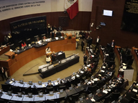 Senator Veronica Camino Farjat serves as Secretary of the Mexican Senate during the drawing of lots for judgeships for the Judiciary in the...