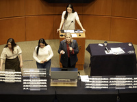 Senator Veronica Camino Farjat serves as Secretary of the Mexican Senate during the drawing of lots for judgeships for the Judiciary in the...