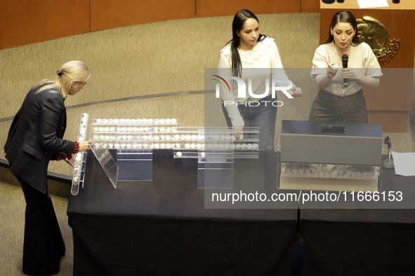 Senator Julieta Andrea Ramirez participates in the drawing of lots for judgeships for the Judiciary during the session in the Mexican Senate...