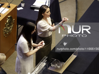 Senator Julieta Andrea Ramirez participates in the drawing of lots for judgeships for the Judiciary during the session in the Mexican Senate...