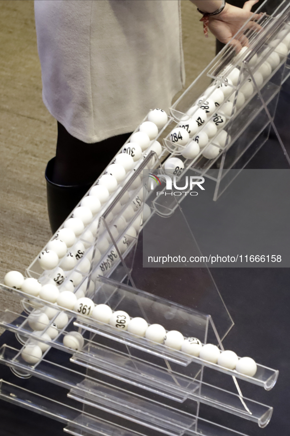 Lottery spheres are used for the drawing of lots for judgeships for the Judiciary during the session in the Mexican Senate. 