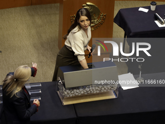 Senator Julieta Andrea Ramirez participates in the drawing of lots for judgeships for the Judiciary during the session in the Mexican Senate...