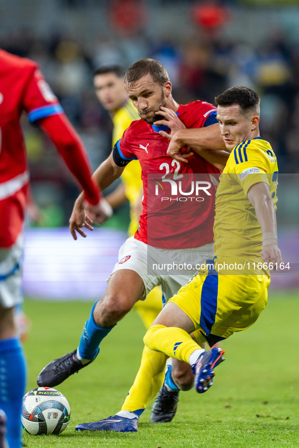 Tomas Soucek is  playing during the  UEFA Nations League 2024 League B Group B1 match between Ukraine and Czechia , at the Tarczynski Arena...