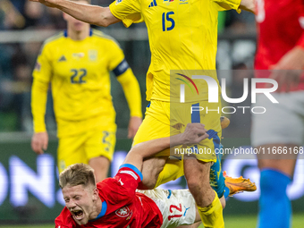 Lukas Cerv, Oleksandr Svatok are playing during the  UEFA Nations League 2024 League B Group B1 match between Ukraine and Czechia , at the T...