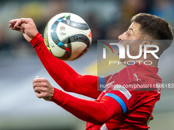 Adam Hlozek is playing during the  UEFA Nations League 2024 League B Group B1 match between Ukraine and Czechia , at the Tarczynski Arena Wr...