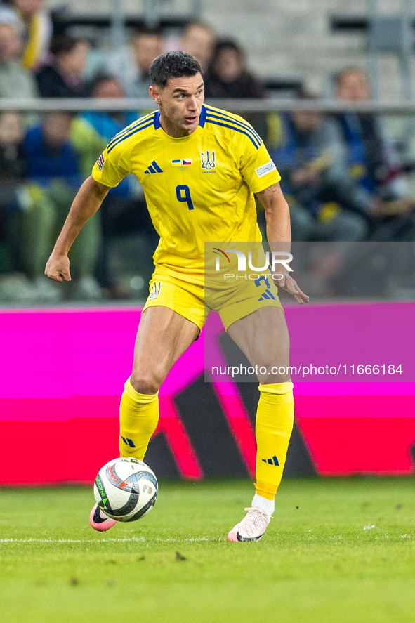 Roman Yaremchuk is playing during the  UEFA Nations League 2024 League B Group B1 match between Ukraine and Czechia , at the Tarczynski Aren...