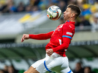 Adam Hlozek is playing during the  UEFA Nations League 2024 League B Group B1 match between Ukraine and Czechia , at the Tarczynski Arena Wr...