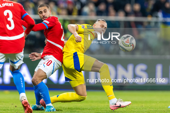 Ondrej Lingr, Maksym Talovierov are  playing during the  UEFA Nations League 2024 League B Group B1 match between Ukraine and Czechia , at t...