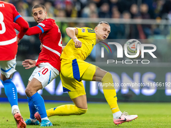 Ondrej Lingr, Maksym Talovierov are  playing during the  UEFA Nations League 2024 League B Group B1 match between Ukraine and Czechia , at t...