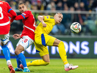 Ondrej Lingr, Maksym Talovierov are  playing during the  UEFA Nations League 2024 League B Group B1 match between Ukraine and Czechia , at t...