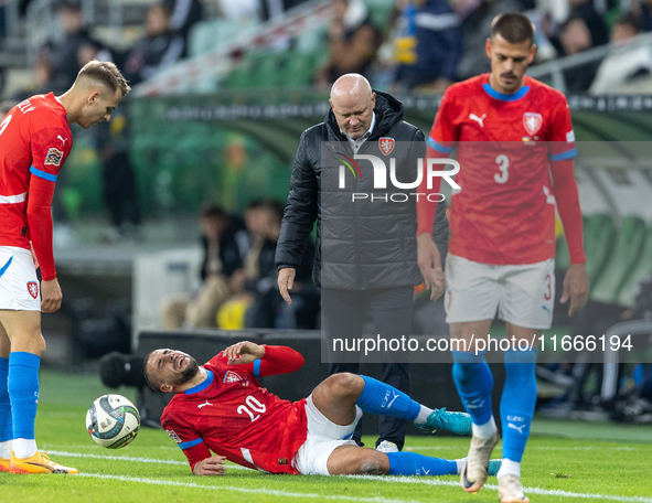 Ondrej Zmrzly, Ondrej Lingr, Ivan Hasek, Jan Kliment are playing during the  UEFA Nations League 2024 League B Group B1 match between Ukrain...