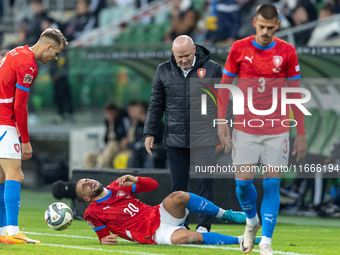 Ondrej Zmrzly, Ondrej Lingr, Ivan Hasek, Jan Kliment are playing during the  UEFA Nations League 2024 League B Group B1 match between Ukrain...