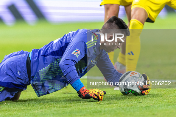 Anatoliy Trubin is  playing during the  UEFA Nations League 2024 League B Group B1 match between Ukraine and Czechia , at the Tarczynski Are...