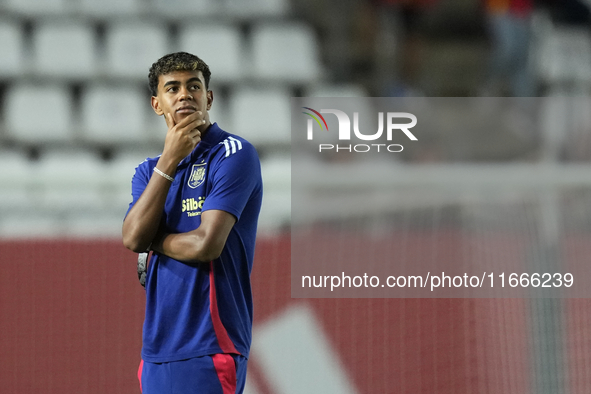 Lamine Yamal right winger of Spain and FC Barcelona prior  the UEFA Nations League 2024/25 League A Group A4 match between Spain and Denmark...