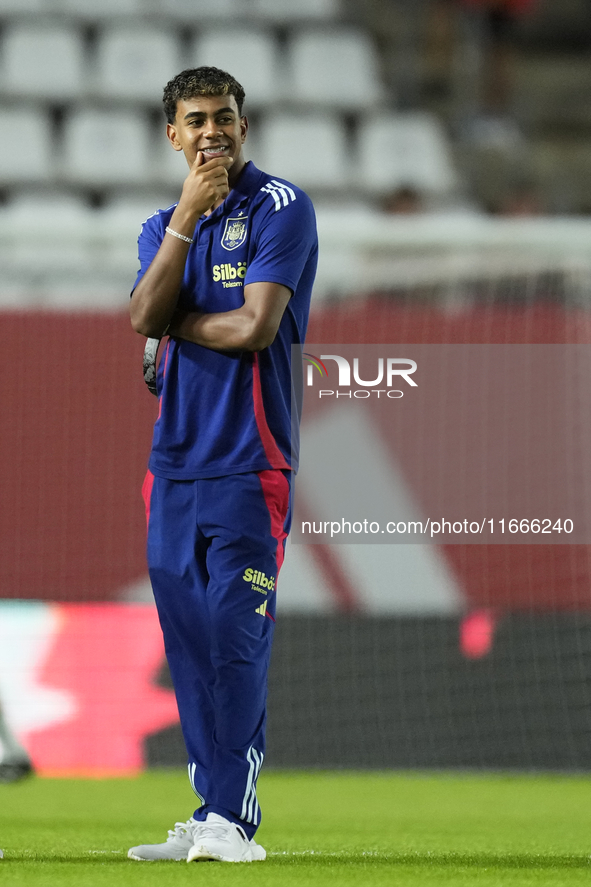 Lamine Yamal right winger of Spain and FC Barcelona prior  the UEFA Nations League 2024/25 League A Group A4 match between Spain and Denmark...