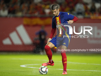 Alvaro Morata centre-forward of Spain and AC Milan during the warm-up before the UEFA Nations League 2024/25 League A Group A4 match between...