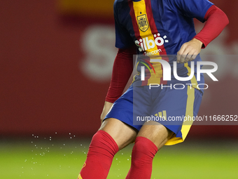 Alvaro Morata centre-forward of Spain and AC Milan during the warm-up before the UEFA Nations League 2024/25 League A Group A4 match between...