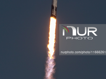 A SpaceX Falcon Heavy rocket lifts off from launch pad 39A at the Kennedy Space Center, carrying the NASA probe Europa Clipper on its way to...