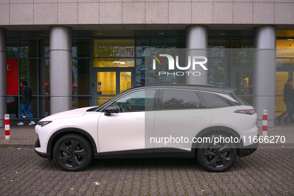 A Chinese EV, a BAIC Beijing X55 SUV is seen in Warsaw, Poland on 14 October, 2024. Recently the EU voted on imposing tariffs on Chinese mad...