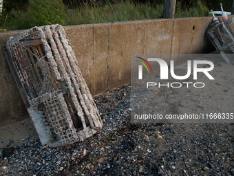 Barnacle-covered and decaying lobster traps, locally known as lobster pots. (