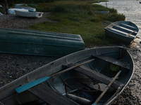 All of the fishermen here use small boats to tend to and harvest their shellfish farms (