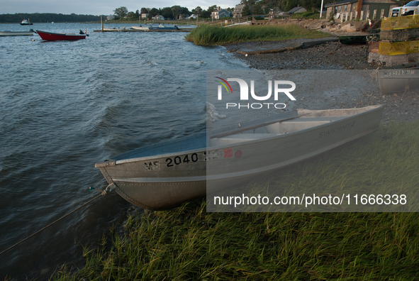 All of the fishermen here use small boats to tend to and harvest their shellfish farms 