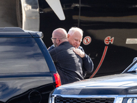 Governor and Vice Presidential nominee Tim Walz arrives in Green Bay, Wisconsin, on October 14, 2024 (