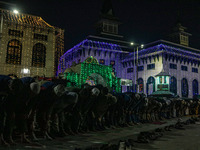 Kashmiri Muslims offer prayers at the shrine of Sheikh Abdul Qadir Jeelani, a Sufi saint, on his death anniversary outside his shrine in Sri...